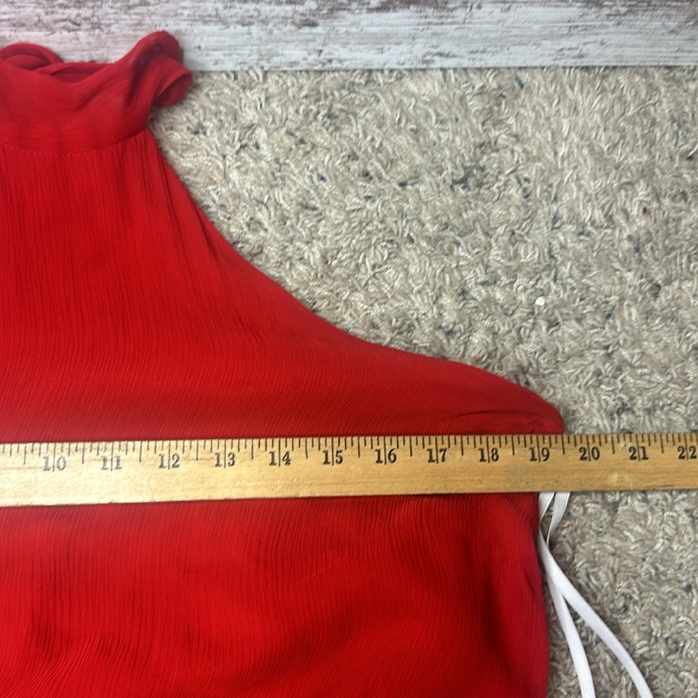 Halston Lizza Chiffon Halter Silk Gown Red Size 14 NWT - Picture 10 of 13